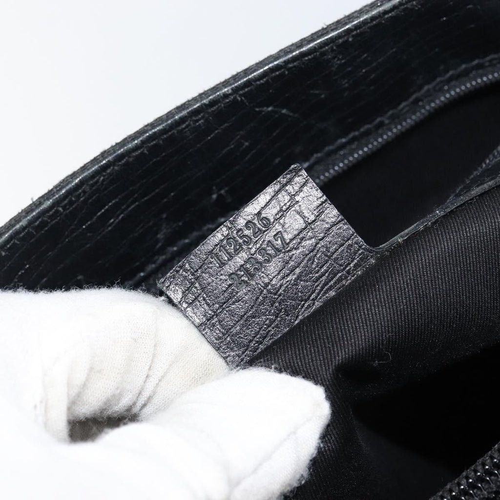 Gucci Bamboo Tote Bag Canvas Black Canvas Tote Bag Bag (Pre-Owned)