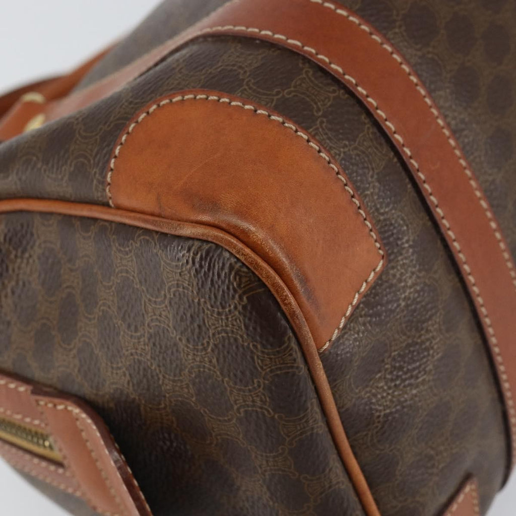 Celine Vintage Macadam Handbag Canvas And Leather Brown Canvas Handbag