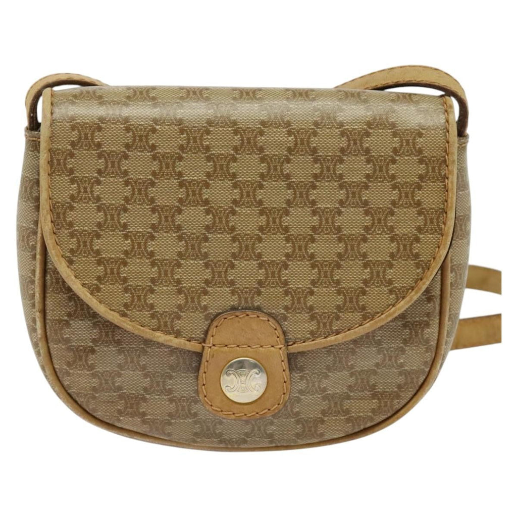Celine Vintage Macadam Shoulder Bag Macadam Canva  Vinyl Beige Pvc Bag