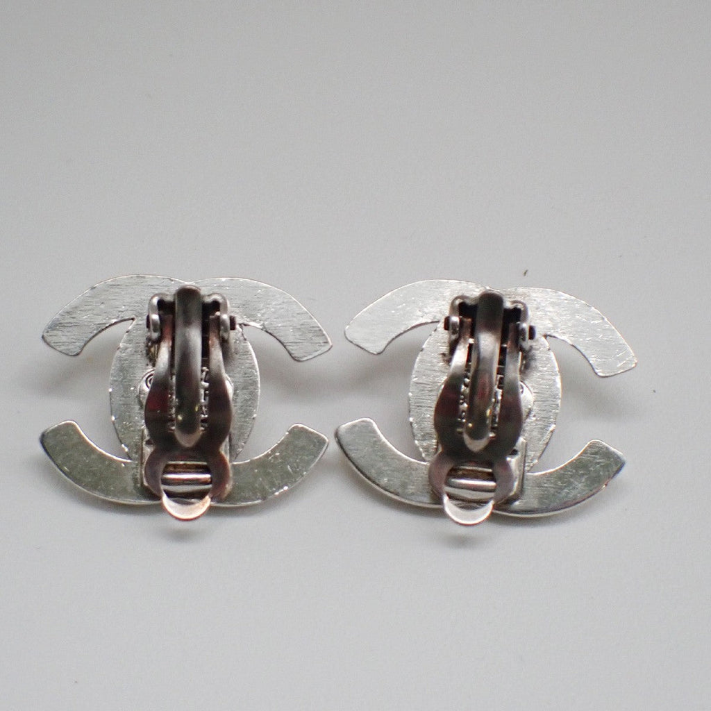 Chanel Cc Turnlock Clip-On Earrings Metal Silver Silver_Plated Earrings Jewelry