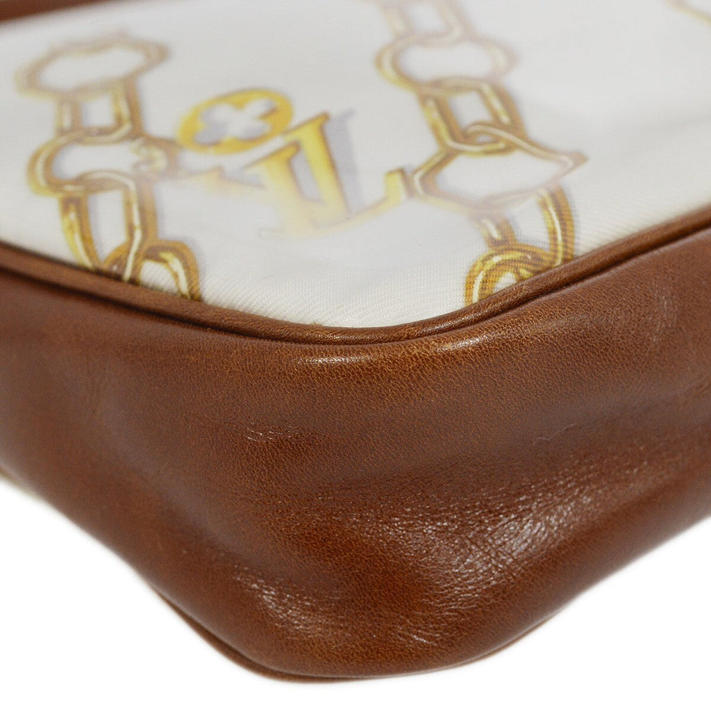 Louis Vuitton Charms Pochette Pvc Over Printed Silk Brown Leather Clutche & Pouche Bag