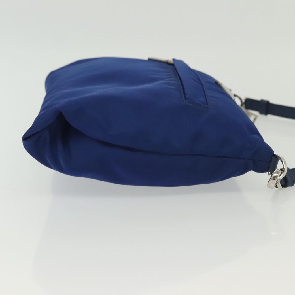 Prada Flat Messenger Tessuto With Leather Blue Nylon Shoulder Bag Bag