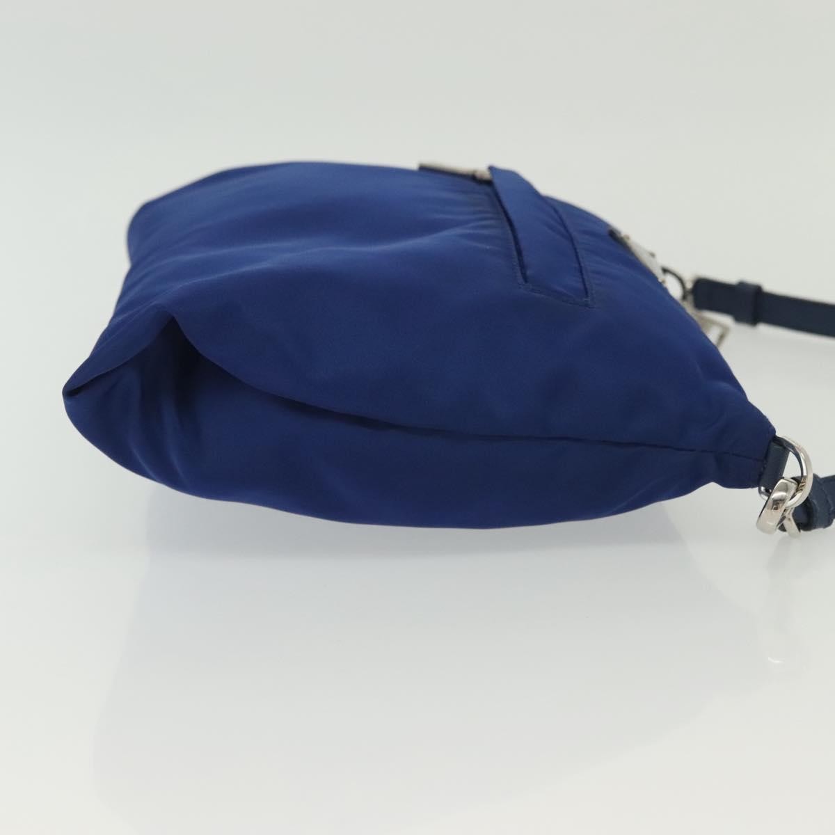 Prada Flat Messenger Tessuto With Leather Blue Nylon Shoulder Bag Bag