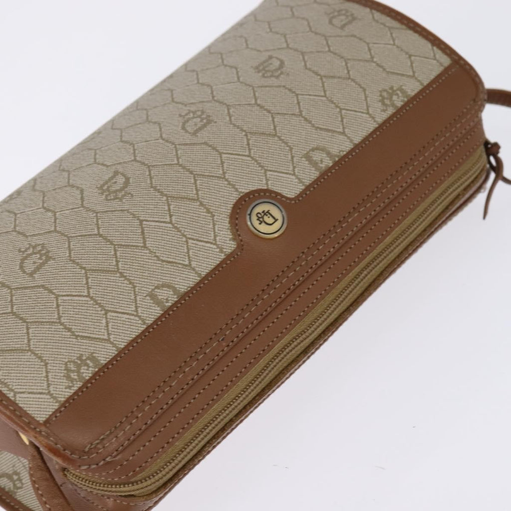 Christian Dior Vintage Honeycomb Shoulder Bag Canvas And Leather Beige Canvas Bag (Pre-Owned)