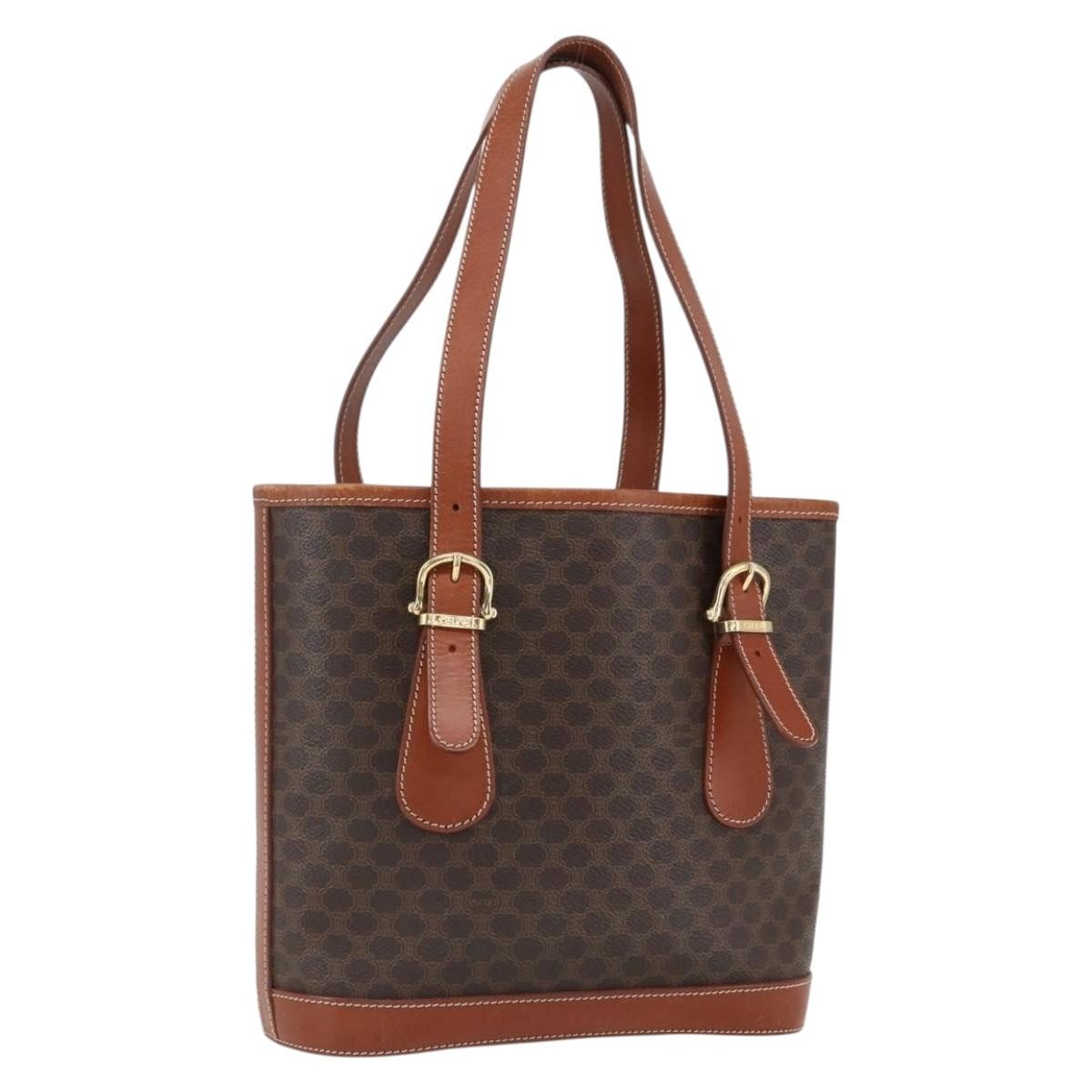 Celine Vintage Macadam Handbag Canvas And Leather Brown Canvas Handbag