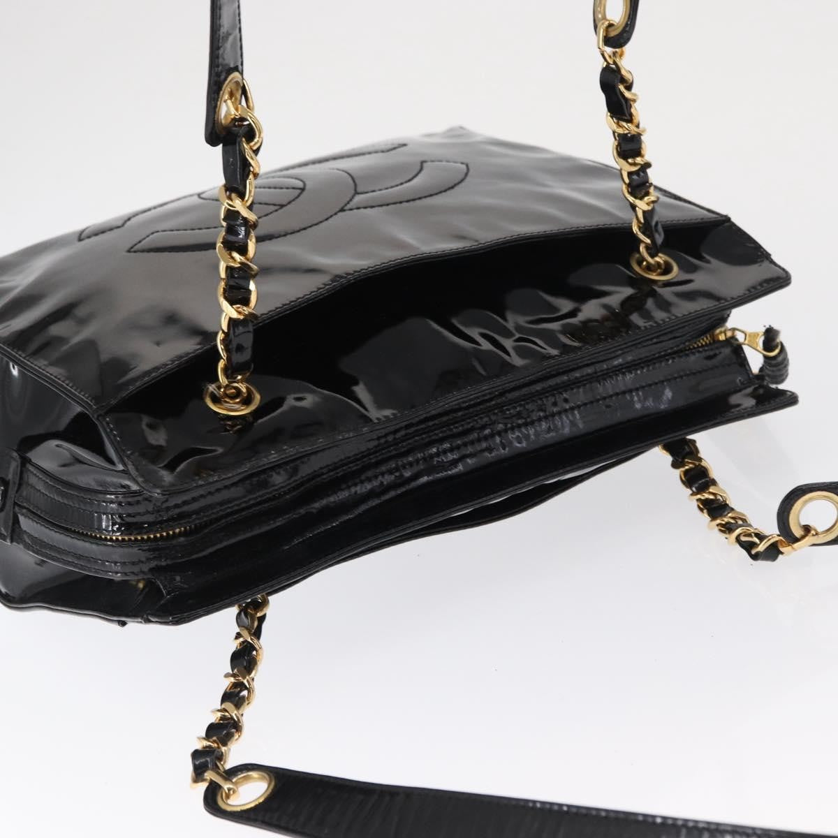 Chanel Vintage Timeless Chain Shoulder Bag Patent Black Patent_Leather Shoulder Bag Bag