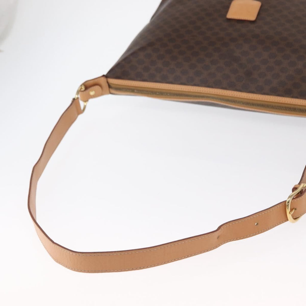 Celine Vintage Macadam Shoulder Bag Canvas And Leather Brown Canvas Shoulder Bag Bag
