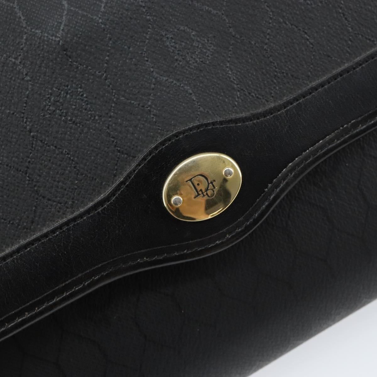 Christian Dior Vintage Honeycomb Flap Crossbody Bag Coated Canvas Black Canvas Shoulder Bag Bag (Pre-Owned)
