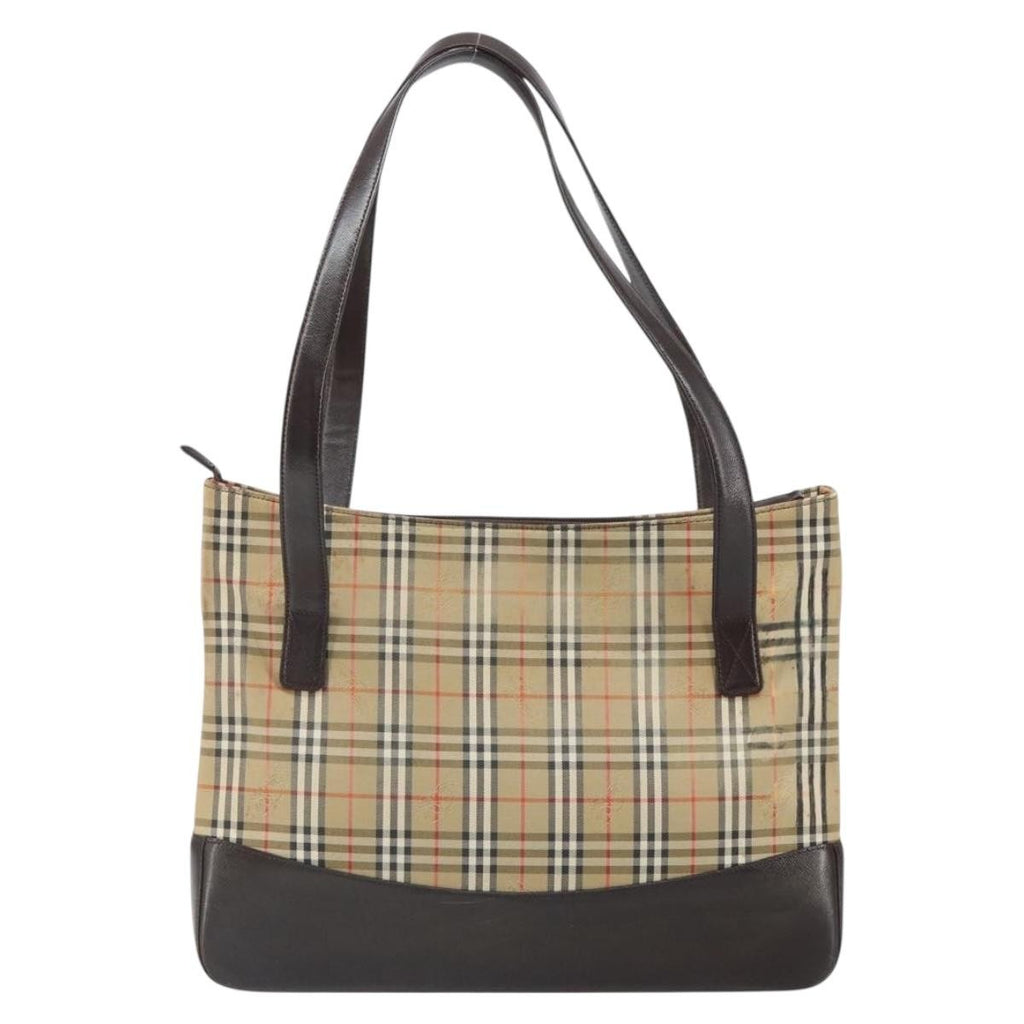Burberry Nova Check Tote Canvas And Leather Beige Canvas Tote Bag