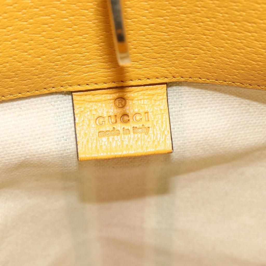Gucci Foldable Web Tote Canvas With Leather Beige Canvas Tote Bag Bag (Pre-Owned)