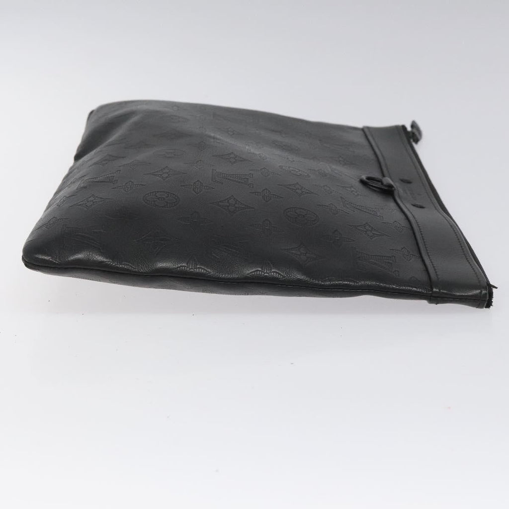 Louis Vuitton Discovery Pochette Monogram Shadow Leather Black Leather Bag