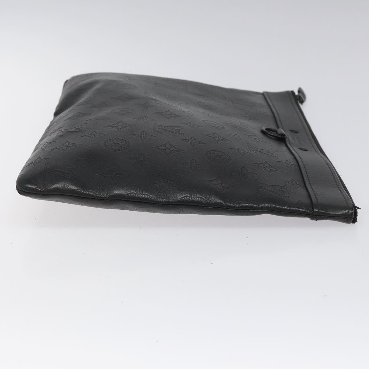 Louis Vuitton Discovery Pochette Monogram Shadow Leather Black Leather Bag
