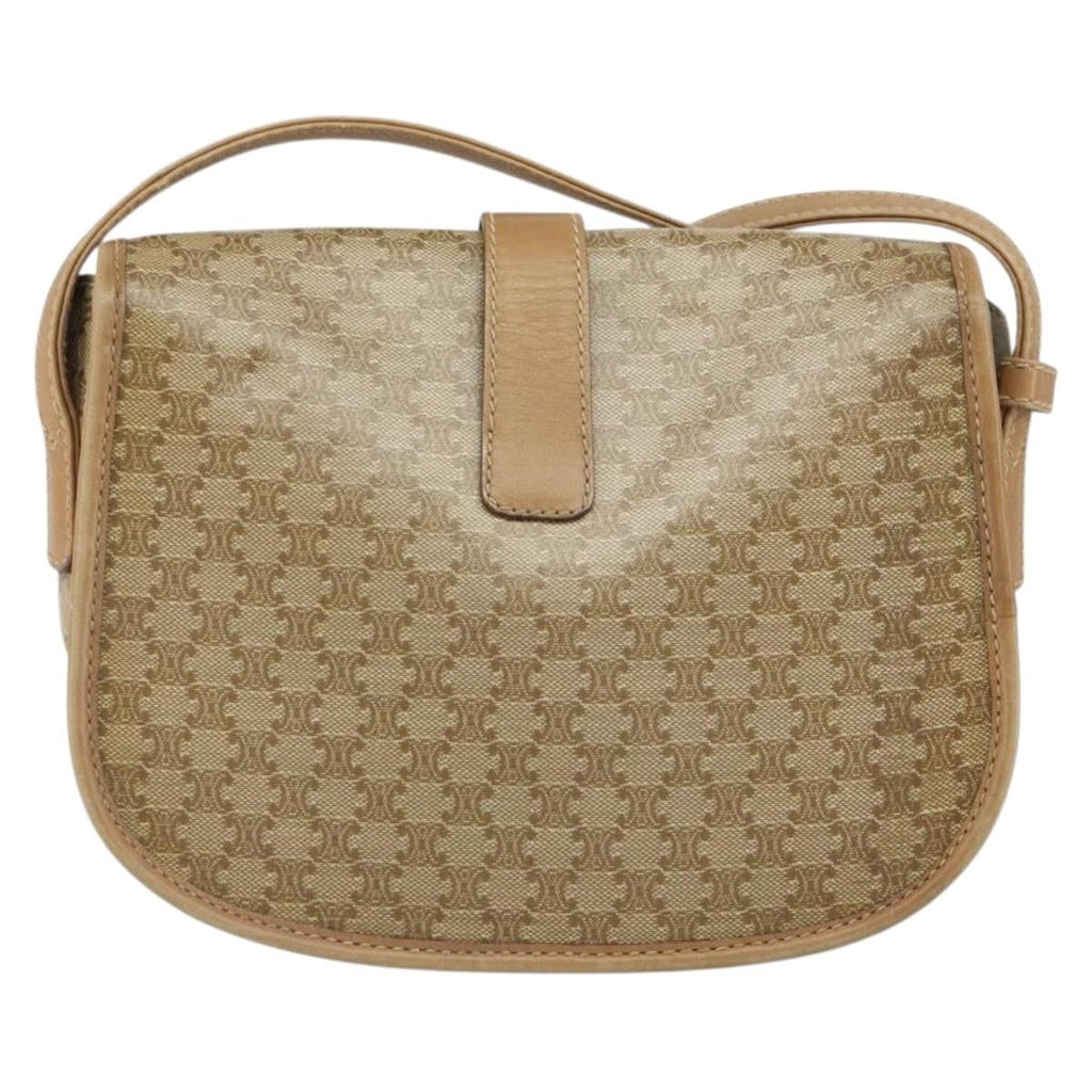 Celine Vintage Macadam Shoulder Bag Canvas Beige Canvas Shoulder Bag Bag