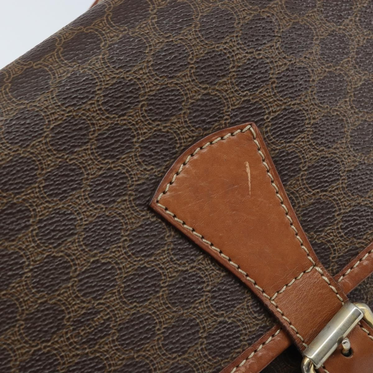 Celine Vintage Macadam Shoulder Bag Canvas And Leather Brown Pvc Shoulder Bag Bag