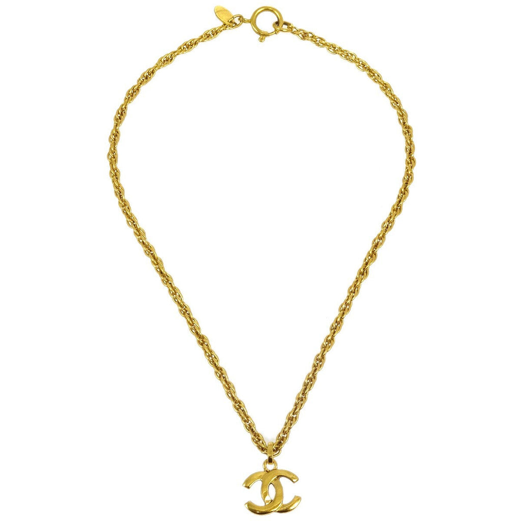Chanel Cc Pendant Necklace Metal Gold Gold_Plated Necklace Jewelry