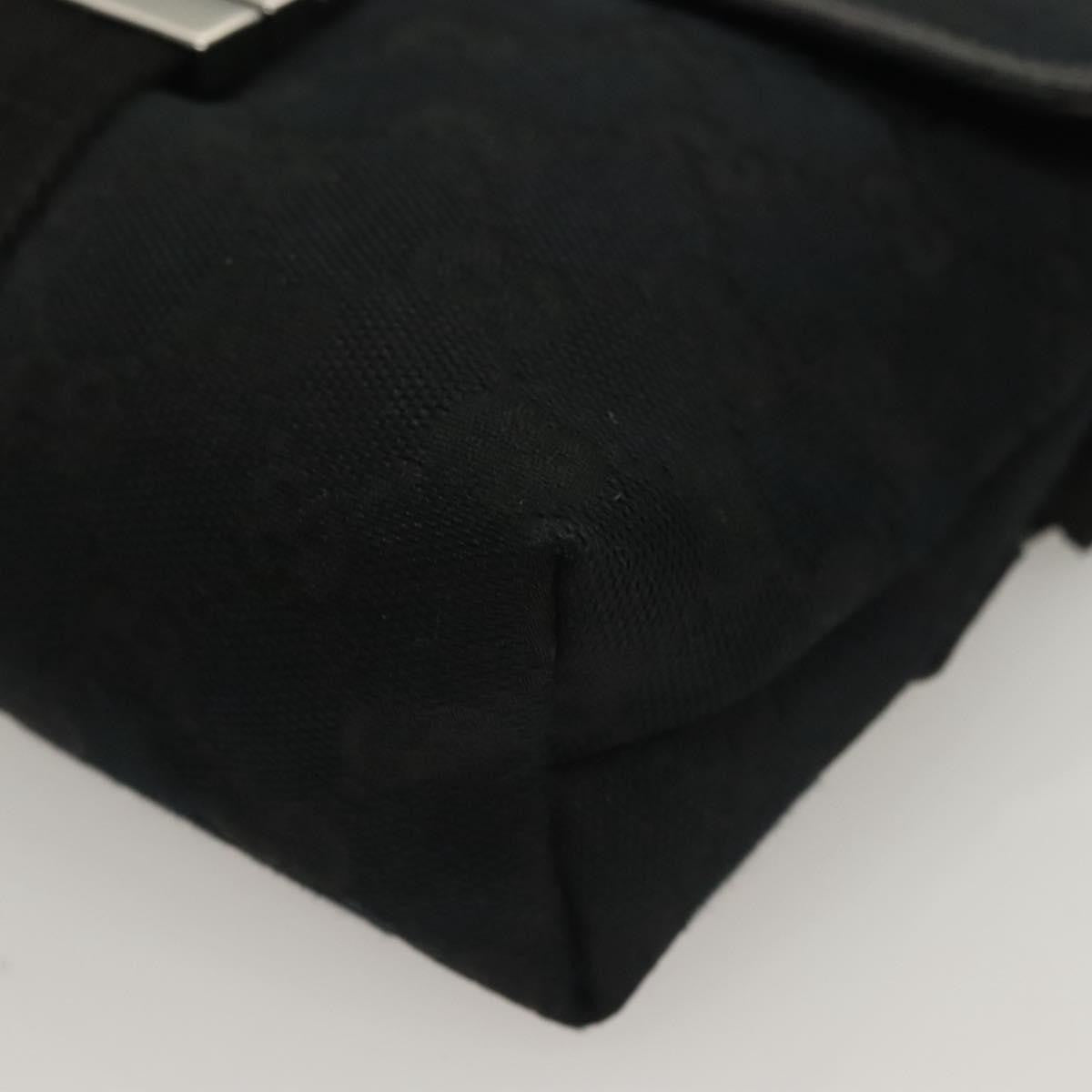 Gucci Buckle Belt Bag Gg Canvas Black Canvas Bag (Pre-Owned)