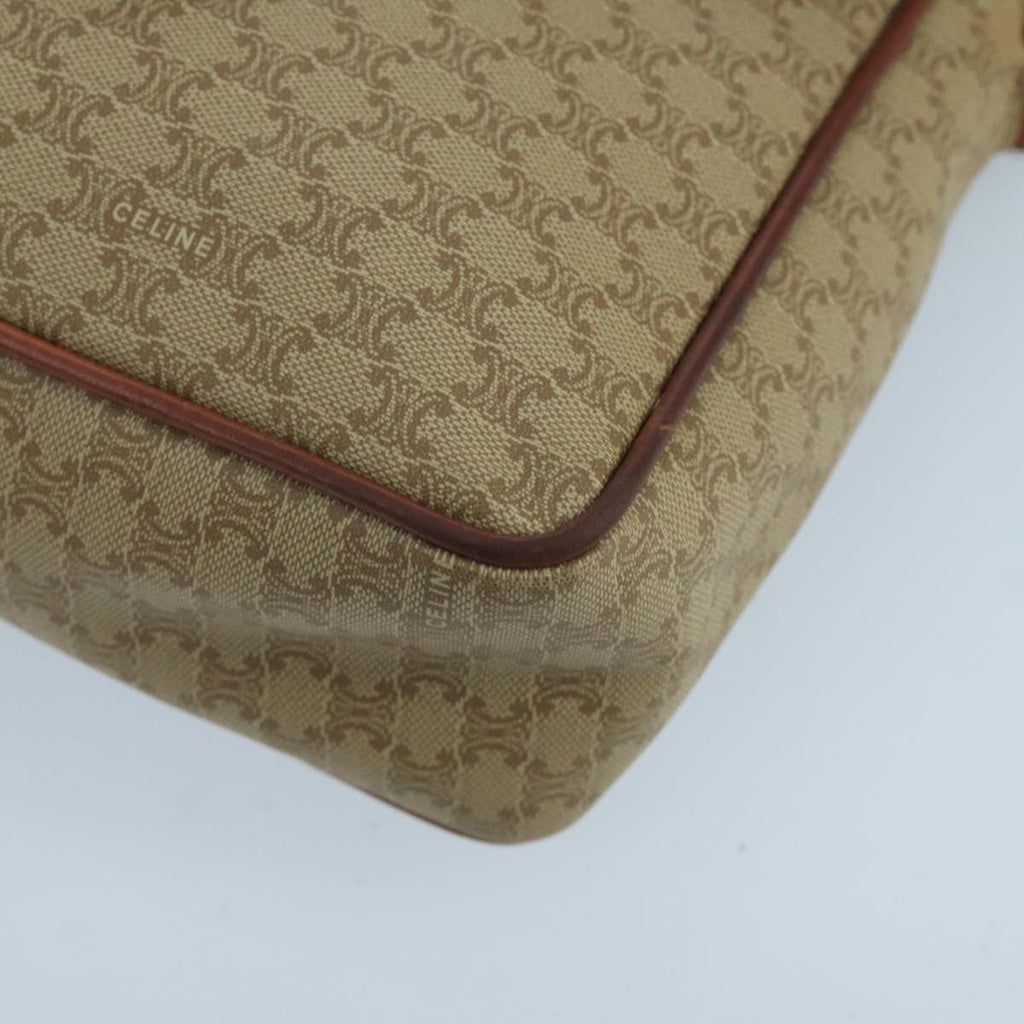 Celine Vintage Macadam Circle Logo Shoulder Bag Canvas And Leather Beige Canvas Shoulder Bag Bag