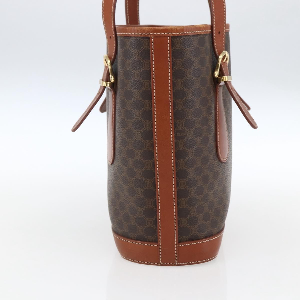 Celine Vintage Macadam Handbag Canvas And Leather Brown Canvas Handbag