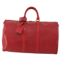 Louis Vuitton Keepall Bag Epi Leather Red Leather Travel Bag
