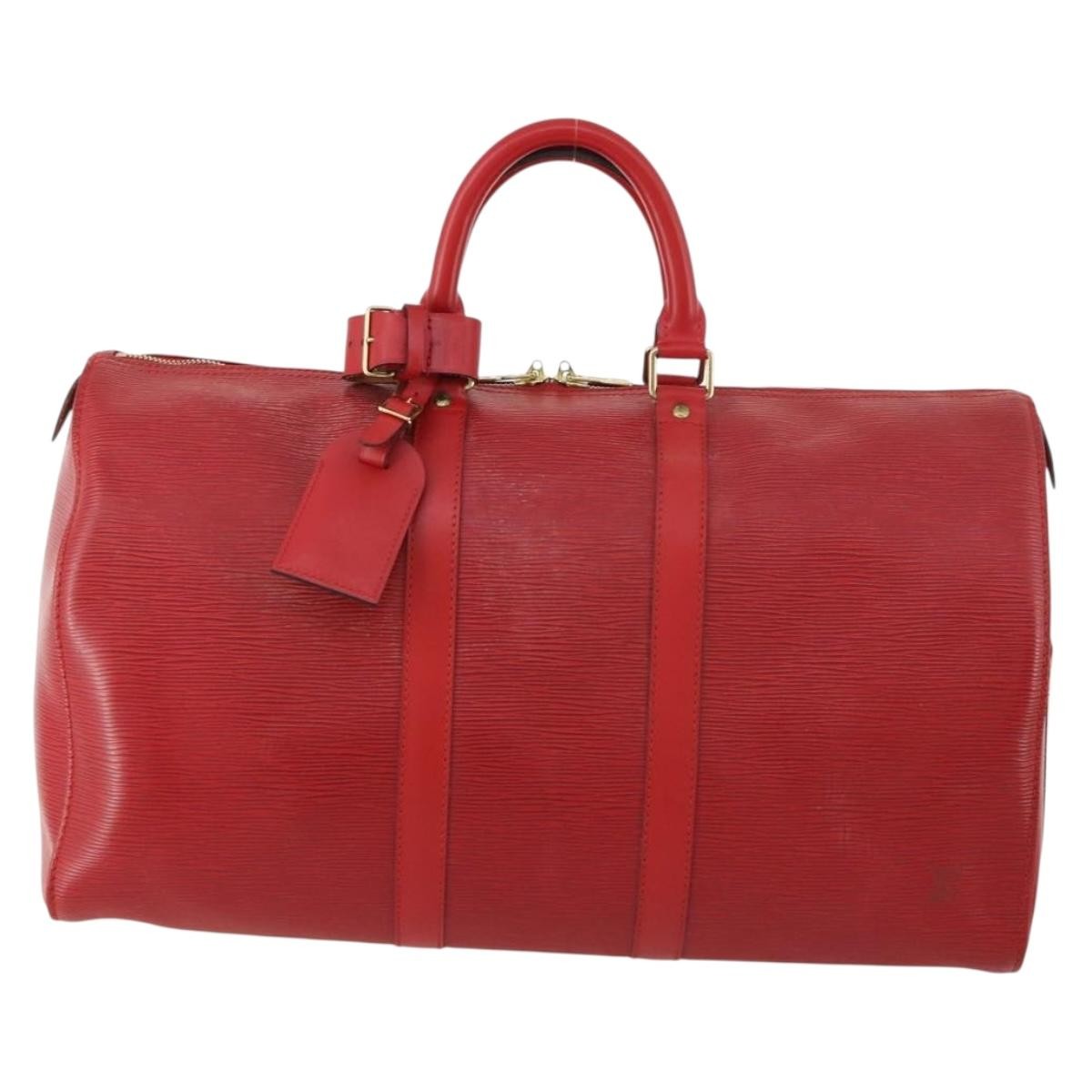Louis Vuitton Keepall Bag Epi Leather Red Leather Travel Bag