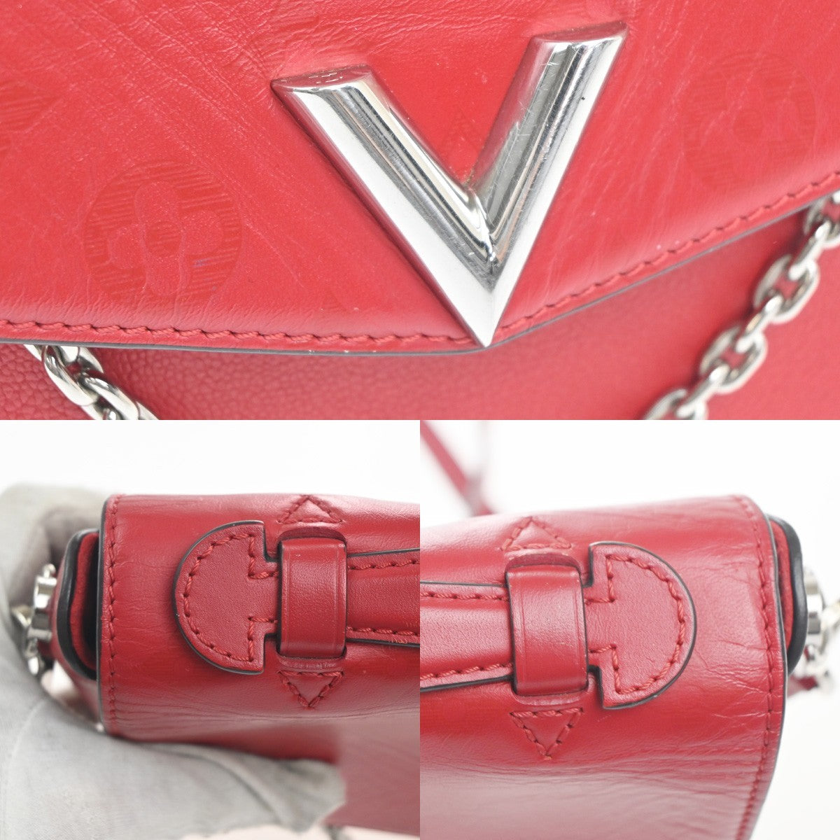 Louis Vuitton Very Messenger Monogram Leather Red Leather Shoulder Bag