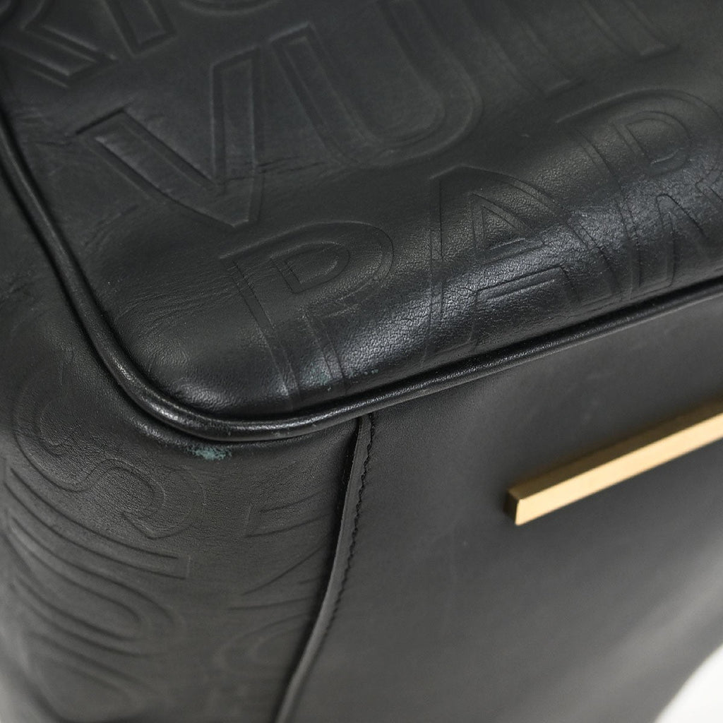 Louis Vuitton Paris Speedy Cube Bag Embossed Leather Black Leather Handbag
