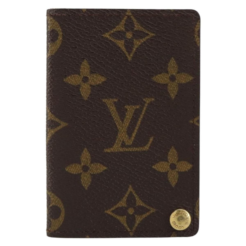 Louis Vuitton Porte Cartes Pression Card Case Monogram Canvas Brown Canvas Card Holders Accessory