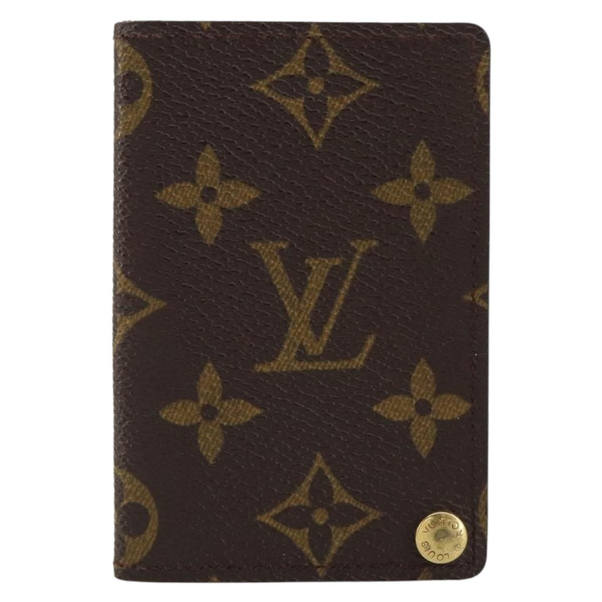 Louis Vuitton Porte Cartes Pression Card Case Monogram Canvas Brown Canvas Card Holders Accessory