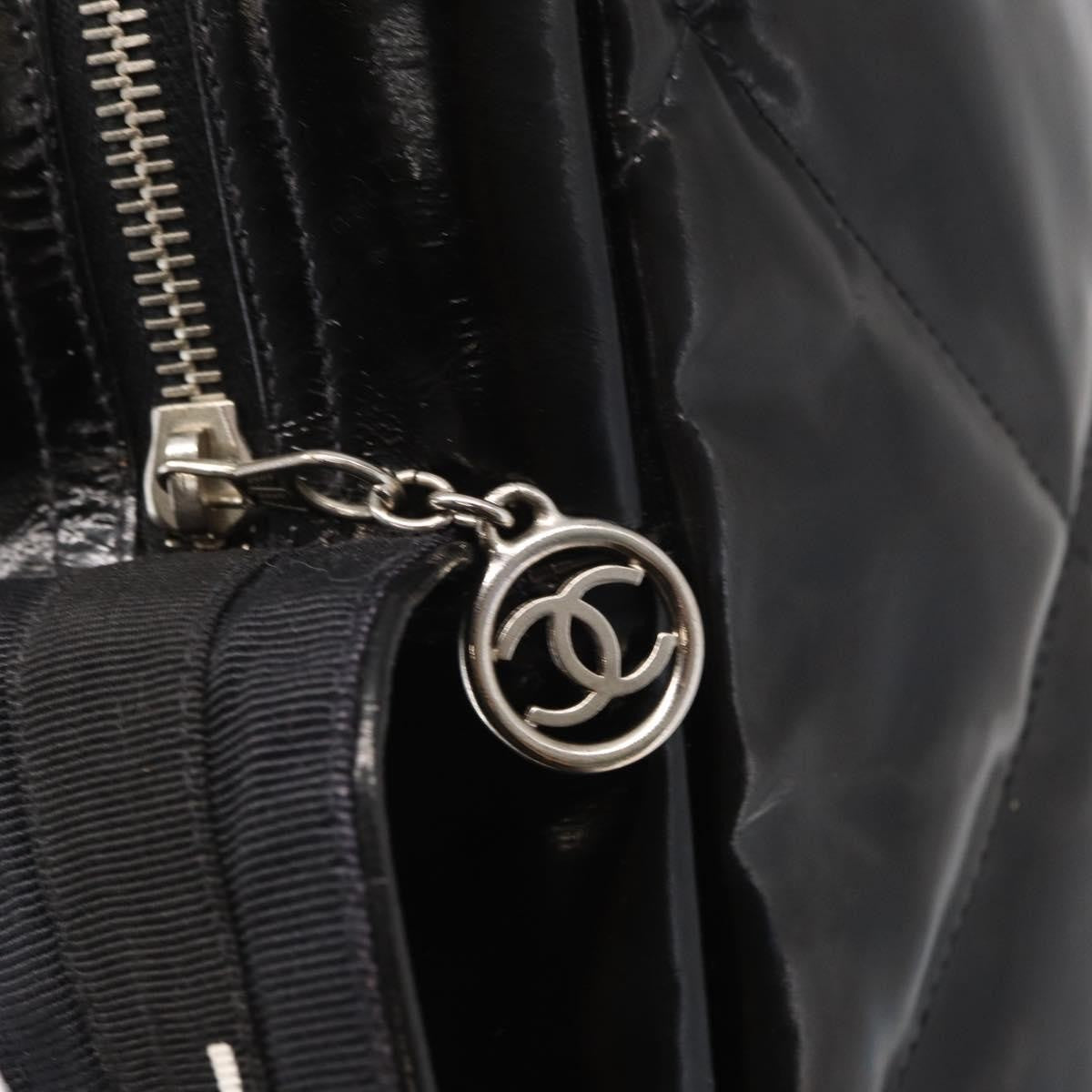 Chanel Vintage Shoulder Bag Enamel Black Patent_Leather Shoulder Bag Bag