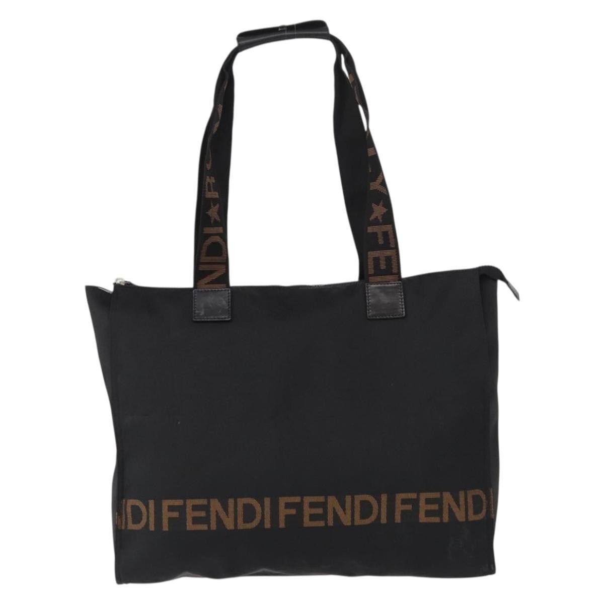 Fendi Vintage Convertible Logo Weekender Nylon Black Nylon Tote Bag Bag