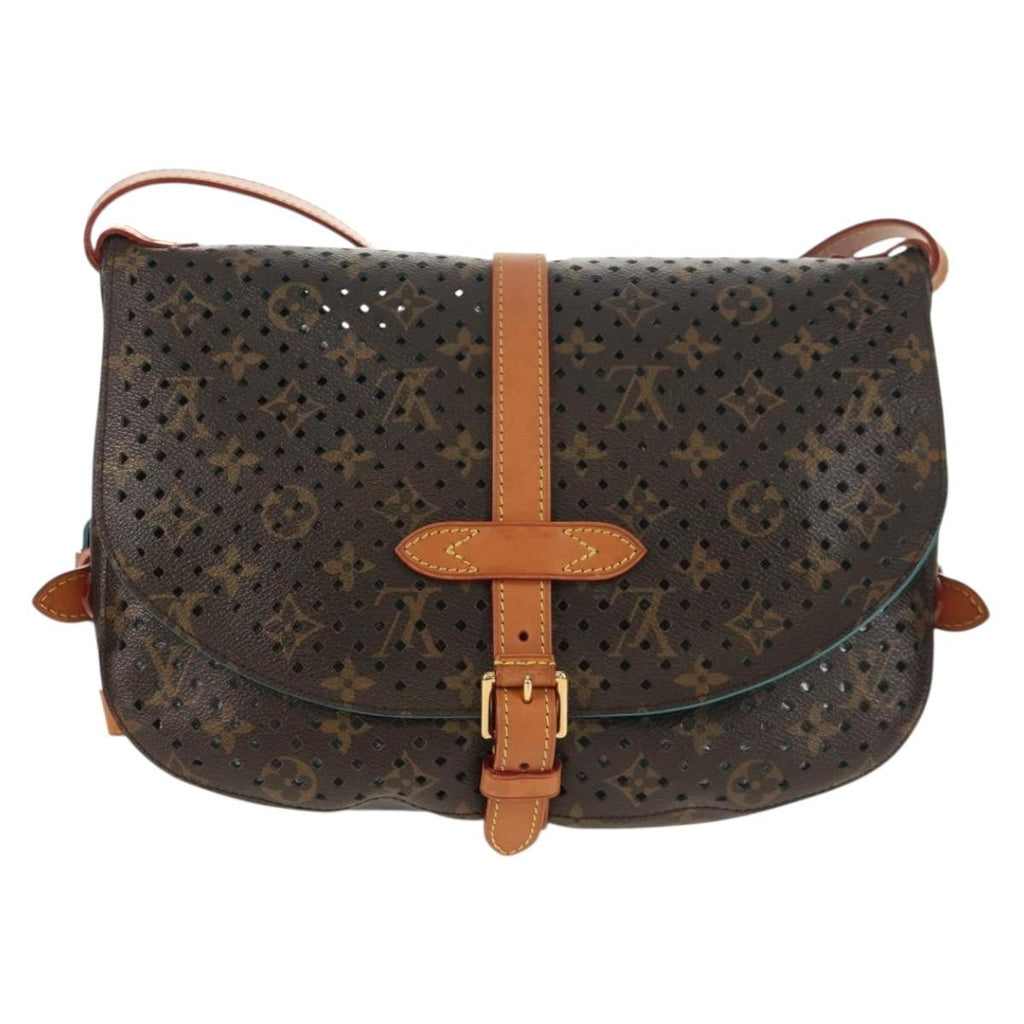 Louis Vuitton Flore Saumur Handbag Perforated Monogram Canvas Brown Canvas Shoulder Bag