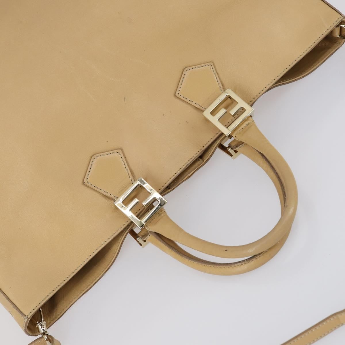 Fendi Twins Tote Leather Beige Leather Tote Bag Bag