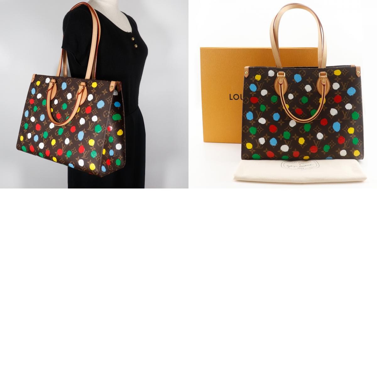 Louis Vuitton Onthego Tote Yayoi Kusama Painted Dots Monogram Canvas Multicolour Canvas Tote Bag