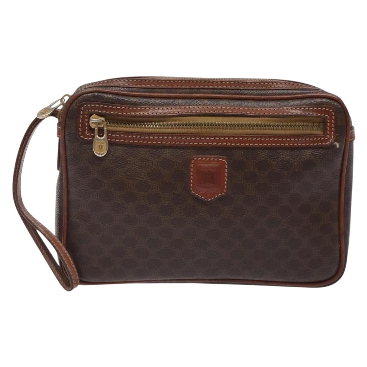 Celine Macadam Pochette Classic Brown Pvc Clutche & Pouche Bag