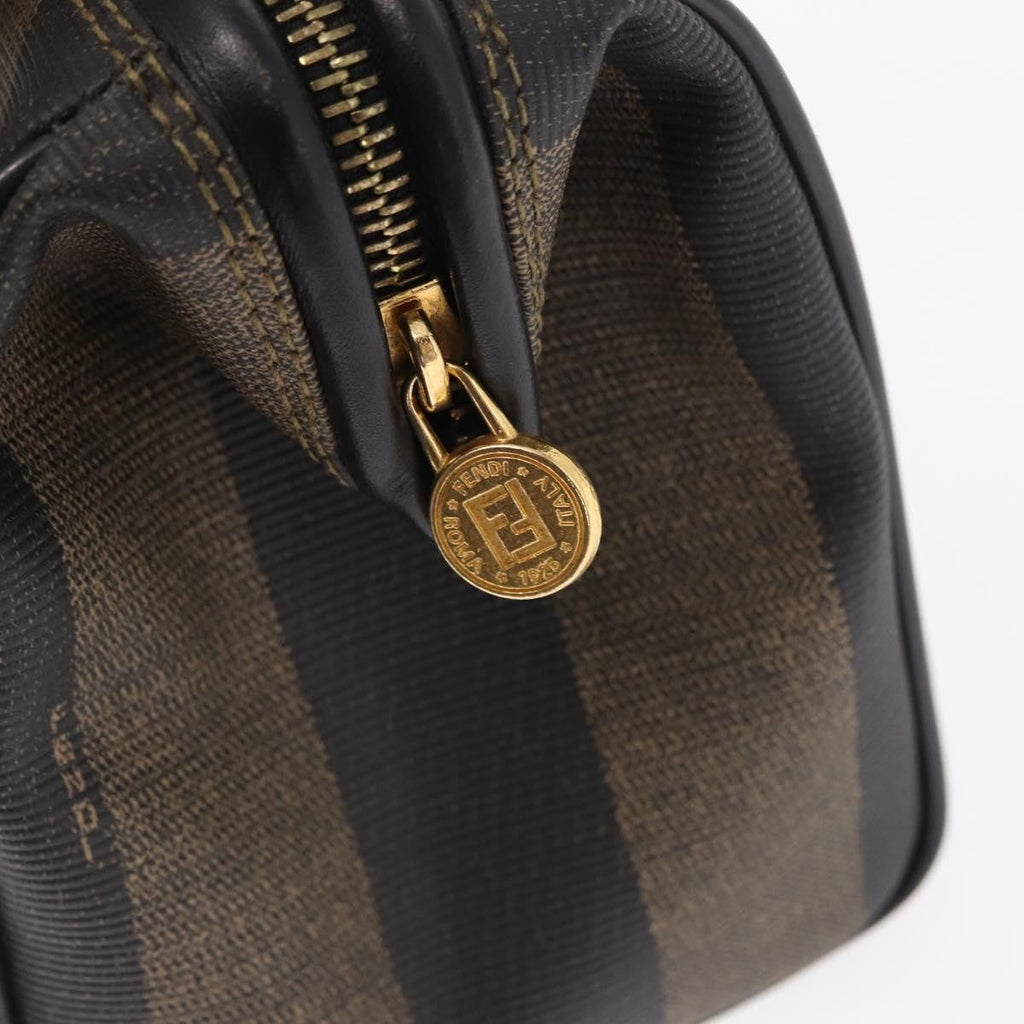 Fendi Vintage Pequin Convertible Boston Bag Coated Canvas Brown Canvas Travel Bag Bag