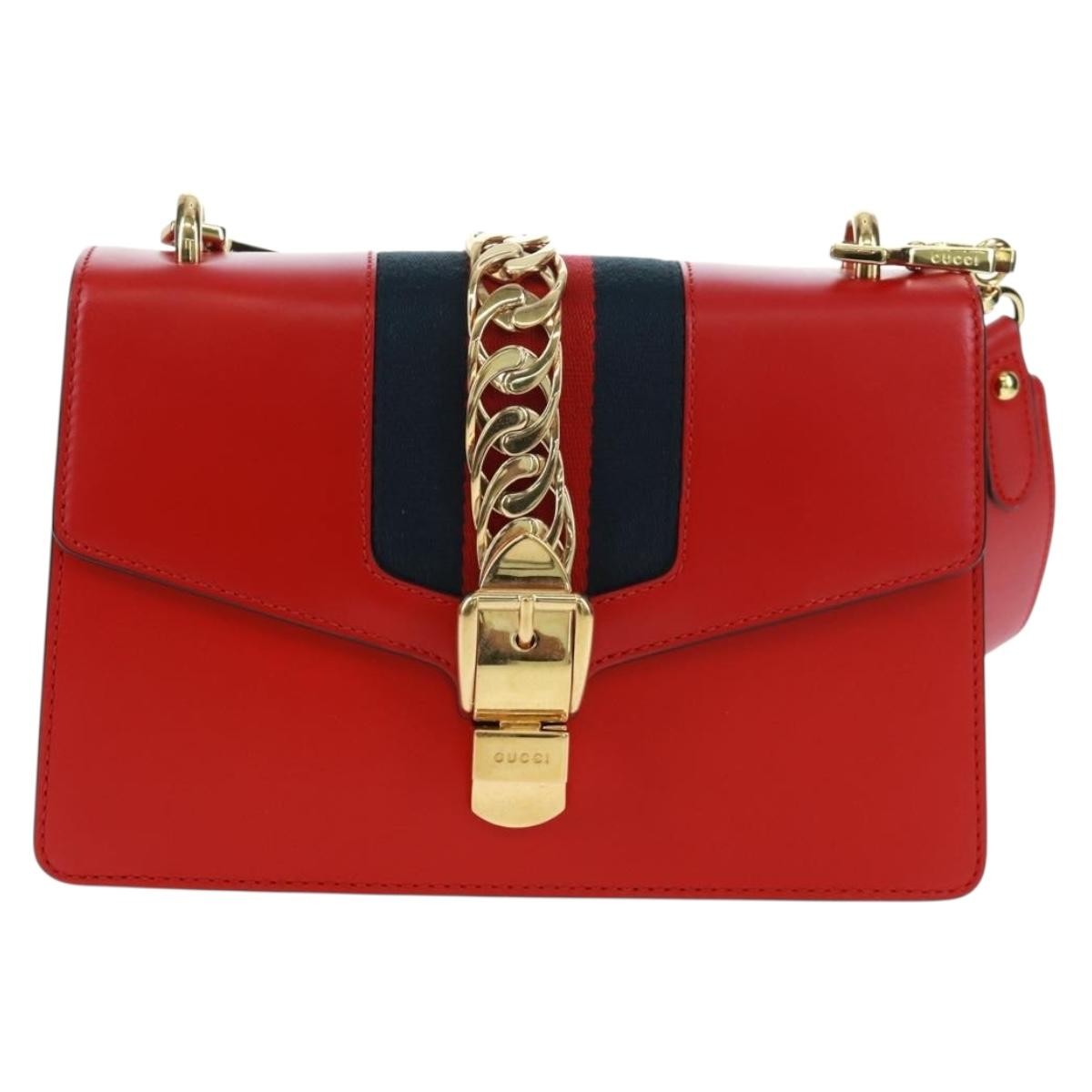 Gucci Sylvie Shoulder Bag Leather Red Leather Shoulder Bag Bag (Pre-Owned)
