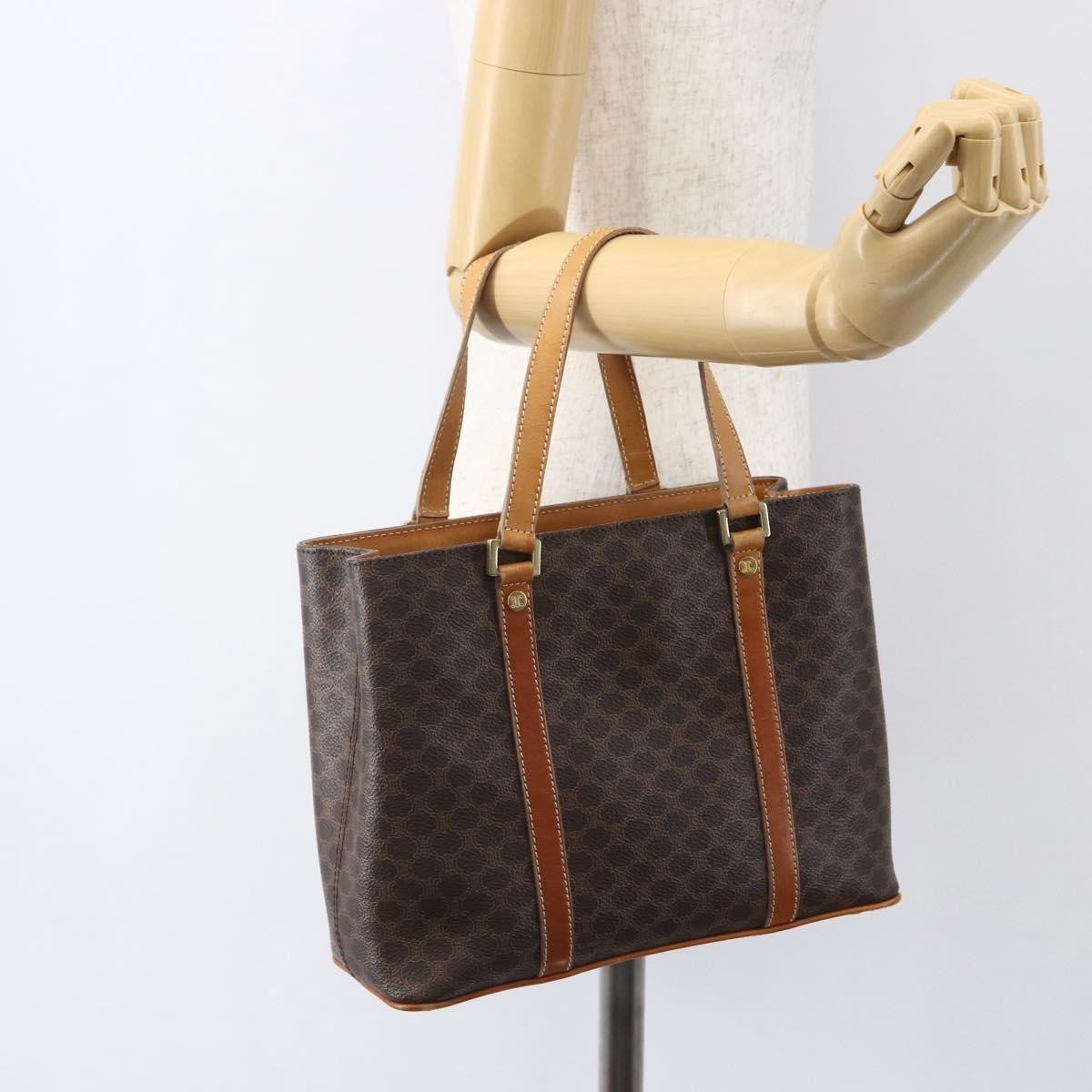 Celine Vintage Macadam Handbag Canvas And Leather Brown Canvas Handbag