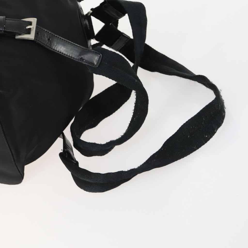 Prada Vela Double Front Pocket Backpack Tessuto With Saffiano Leather Black Nylon Backpack Bag