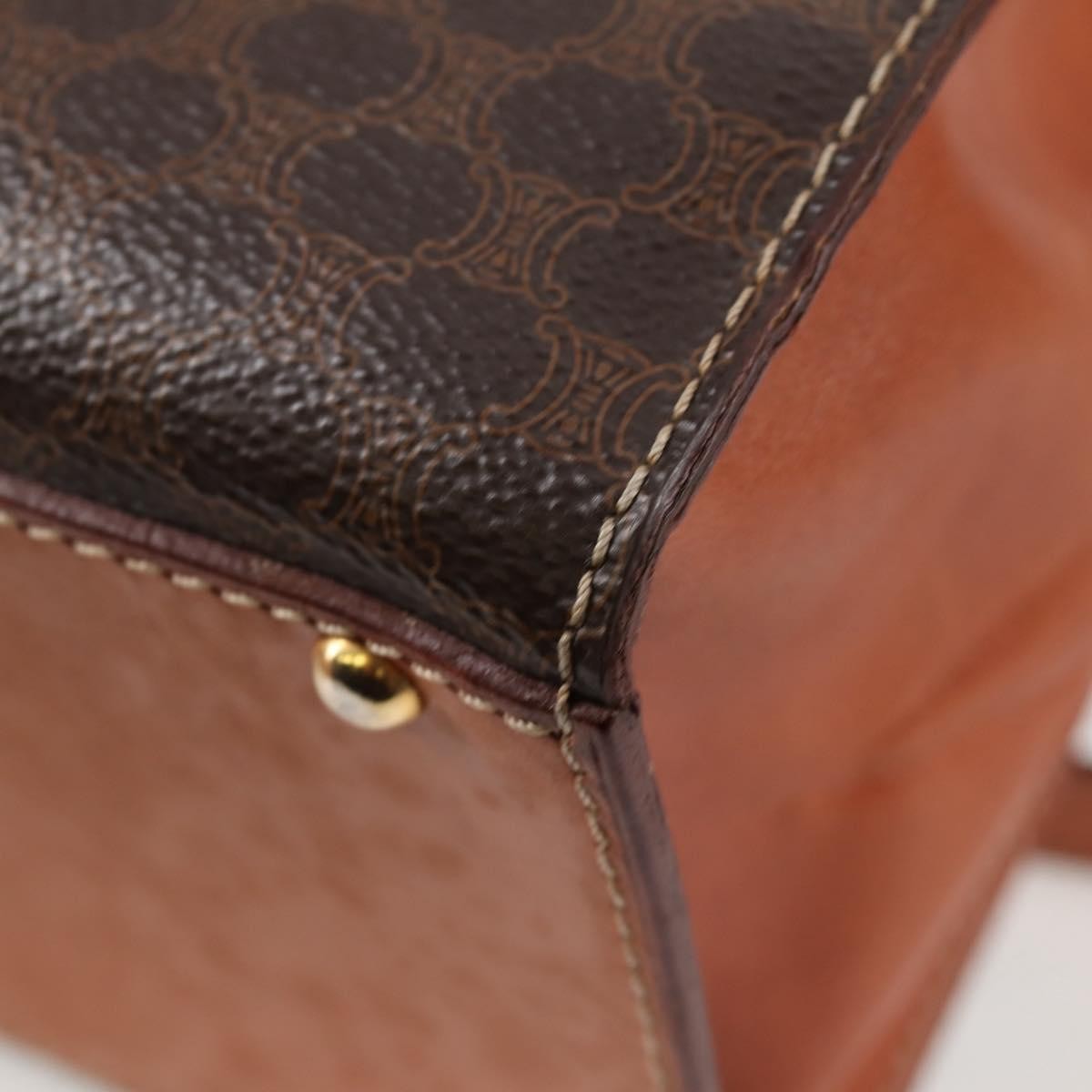 Celine Vintage Convertible Top Handle Bag Macadam Coated Canvas Brown Canvas Bag