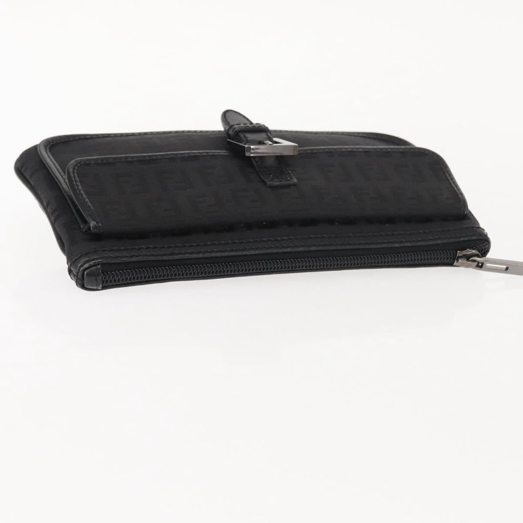 Fendi Ff Logo Pouch Canvas Black Canvas Clutche & Pouche Bag