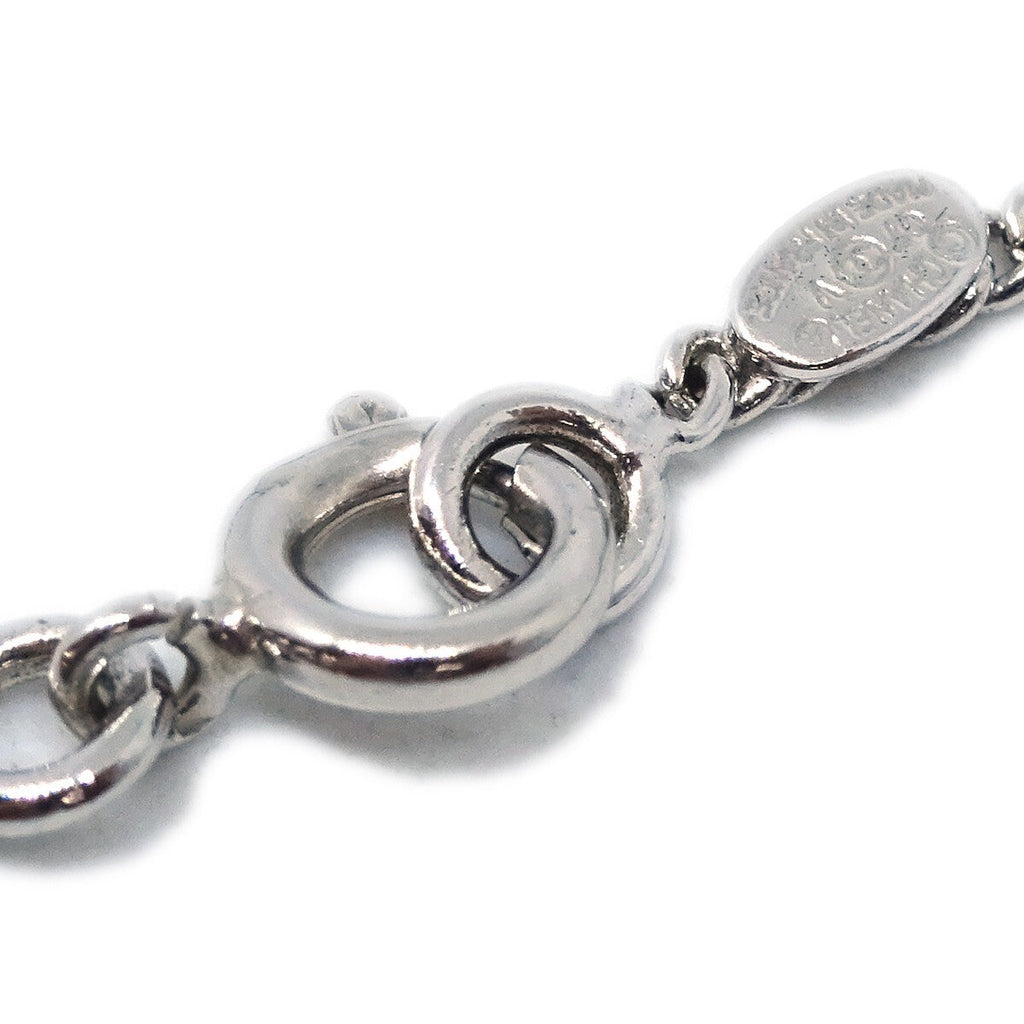 Chanel Cc Logo Pendant Necklace Metal Silver Silver_Plated Necklace Jewelry