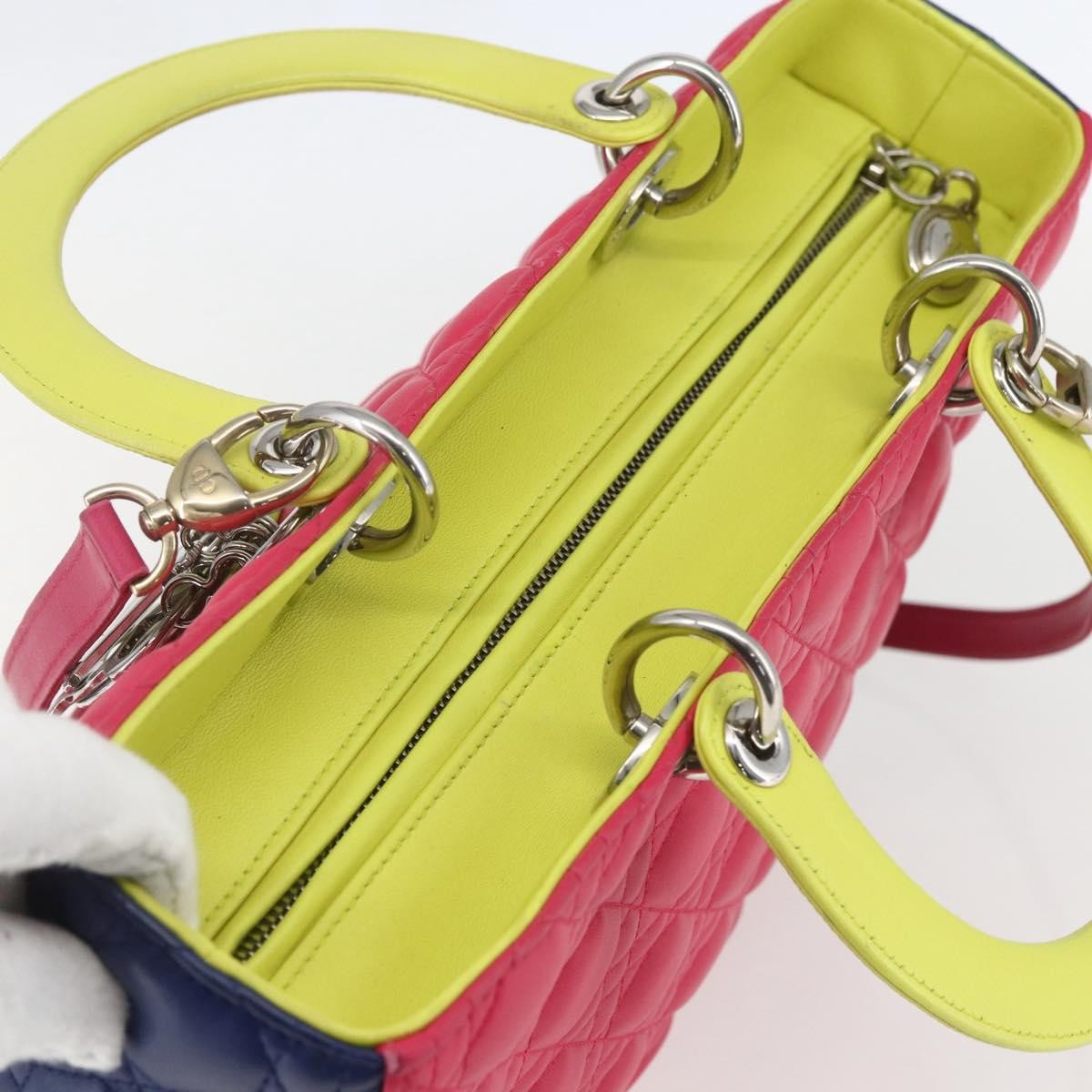 Christian Dior Lady Cannage Matelassé Pink Leather Tote Bag Bag (Pre-Owned)
