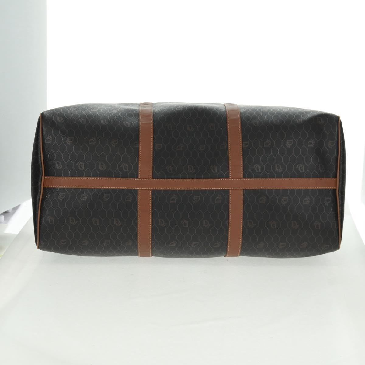 Christian Dior Vintage Honeycomb Boston Bag Canvas And Leather Black Canvas Travel Bag Bag (Pre-Owned)