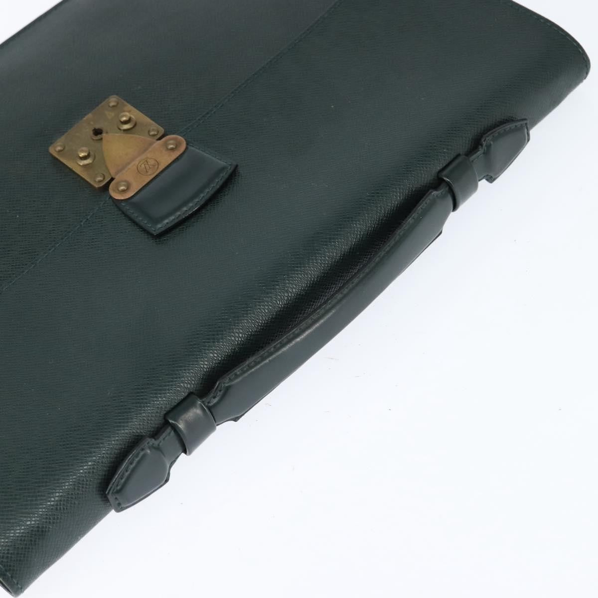 Louis Vuitton Serviette Kourad Briefcase Taiga Leather Green Leather Briefcase Bag