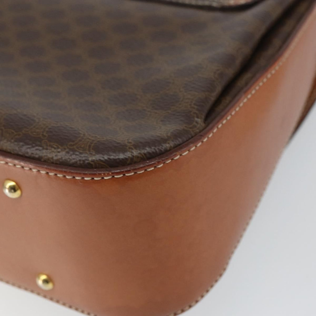 Celine Vintage Convertible Top Handle Bag Macadam Coated Canvas Brown Pvc Handbag