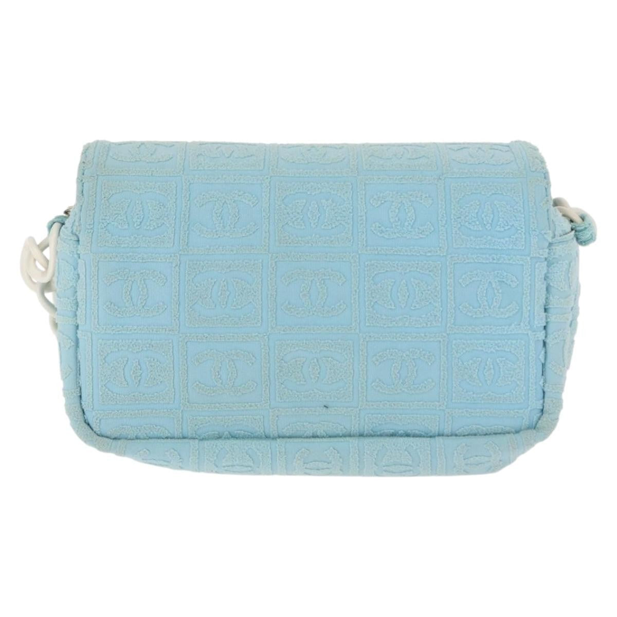 Chanel Sport Line Resin Camera Flap Bag Terry Cloth Blue Plastic Shoulder Bag Bag