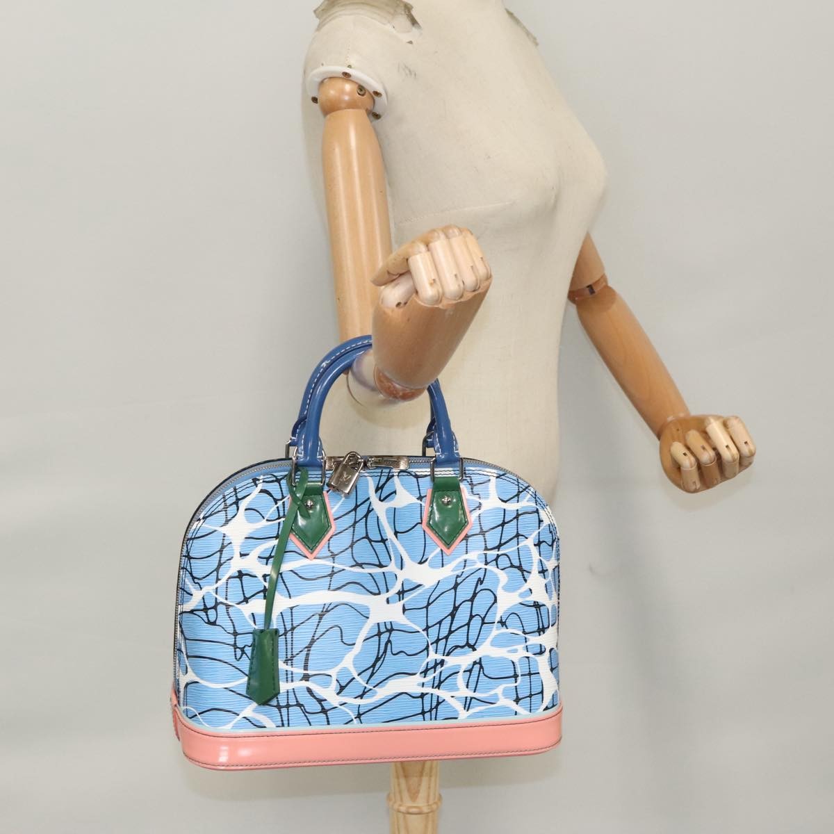 Louis Vuitton Alma Handbag Limited Edition Print Epi Leather Blue Leather Handbag