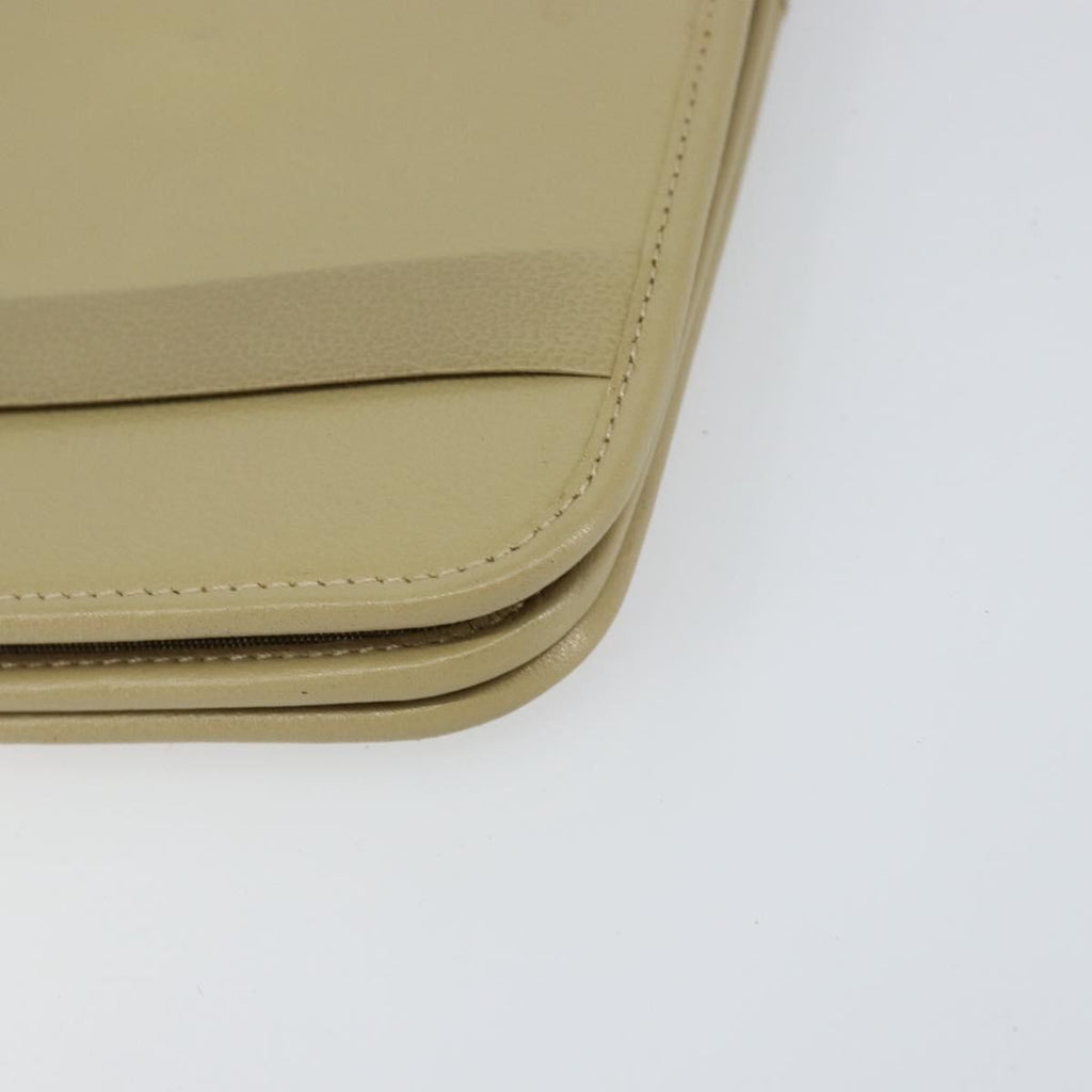 Christian Dior Vintage Shoulder Bag Leather Beige Leather Shoulder Bag Bag (Pre-Owned)
