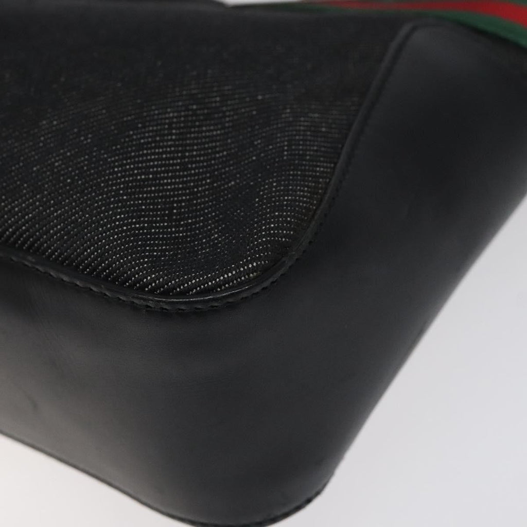 Gucci Vintage Tote Canvas Black Canvas Tote Bag Bag (Pre-Owned)