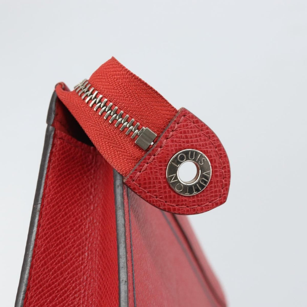 Louis Vuitton Pochette Voyage Taiga Leather Red Leather Clutche & Pouche Bag